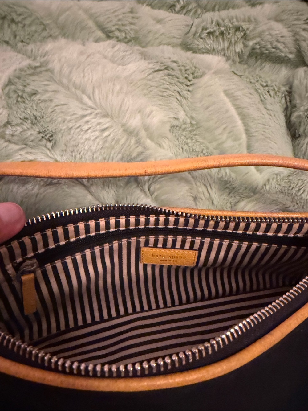 Kate Spade Rare Black and Mustard Canvas and Leather Shoulder Bag 10x4.75 - Picture 9 of 11